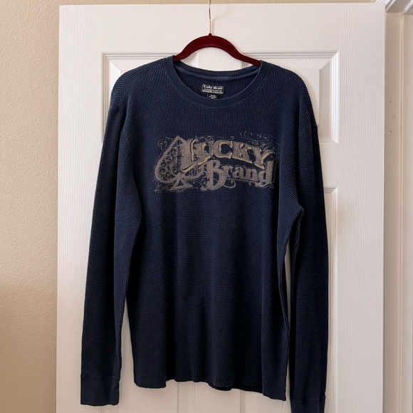 Lucky Brand Waffle Tee with Logo - Picture 1 of 4
